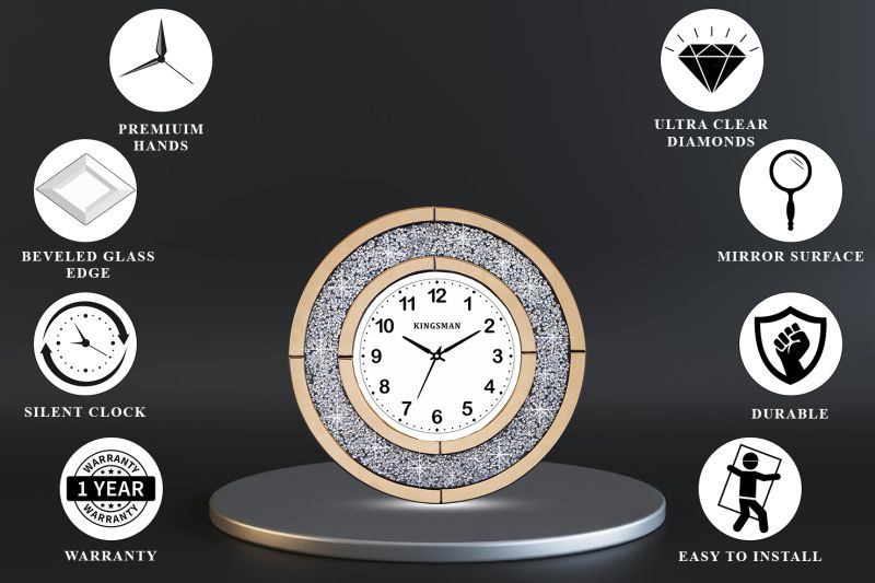 Crystal Diamond Mirror Wall Clock