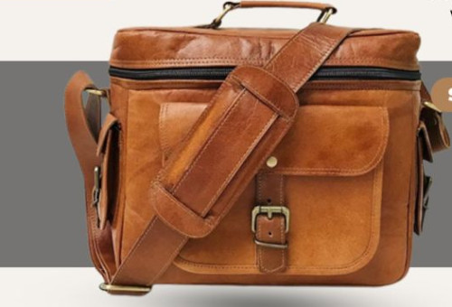 Plain Leather Camera Bags, Color : Brown