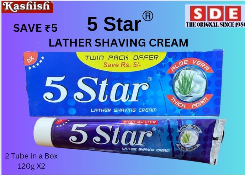 Kashish 5 Star Shaving Cream, Packaging Size : 120gm