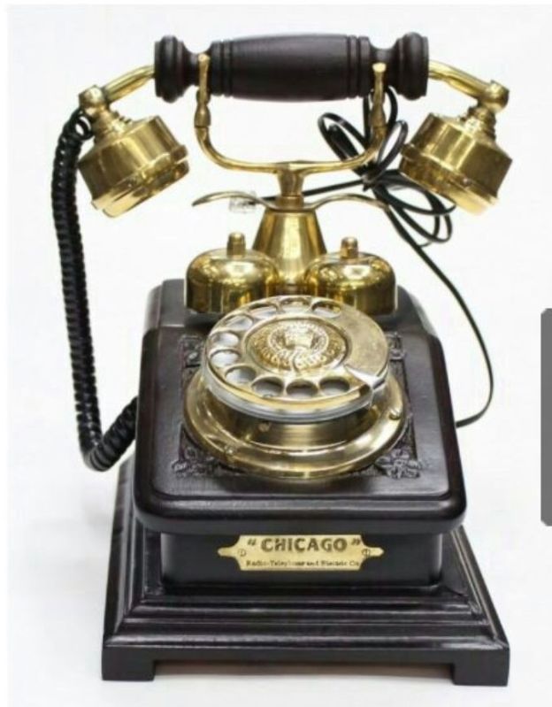 Plain Silver Plated Steel Vintage Telephone for Decoration Use