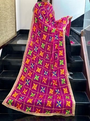 Zardosi Work Chiffon Phulkari Dupatta