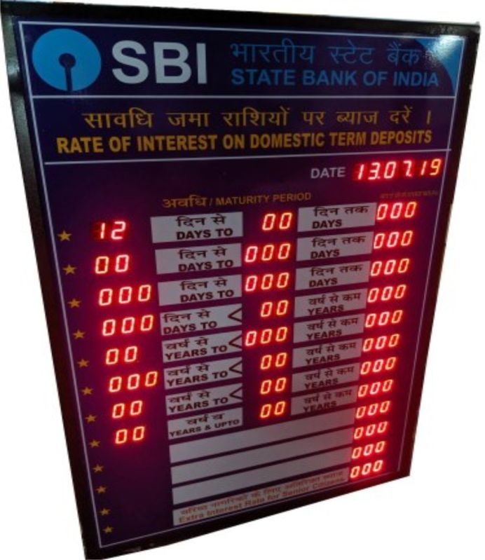 LED ABS Interest Rate Display Board, Mounting Type : Wall Mounting, Panel Mounting