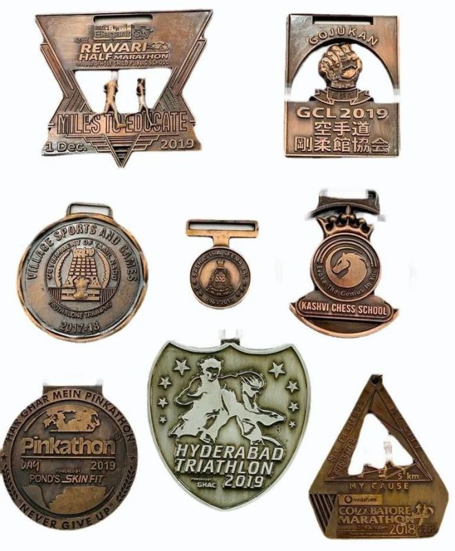 Polished Brass Die Medals for Champions Awards