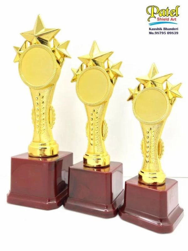 Golden Engraved Aluminium Trophy for Corporate Gift