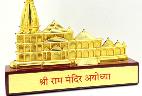 Printed Polished Wood Shree Ram Mandir for House, Offices, Shops