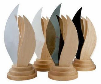 Plain. Polished Fancy Wooden Award Trophy, Shape : Customized