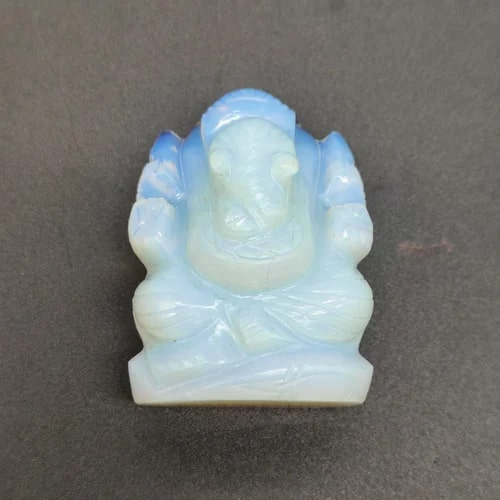 Carved Polished Opalite Ganesha Statue for Religious Purpose