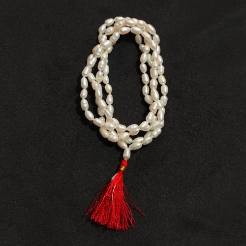 Polished Pearl Mala, Color : White