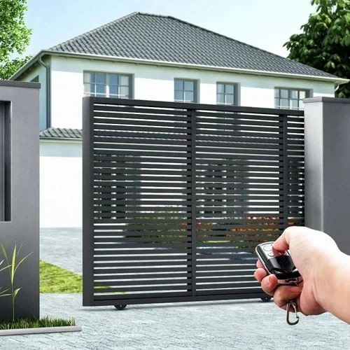 Polished Stainless Steel Remote Control Sliding Gate