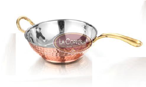 Copper Wok Pan Handle Serving, for Kitchen