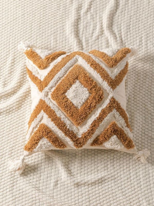 Jacquard Pattern Cotton Tufted Cushion cover for Sofa, Bed, Chairs