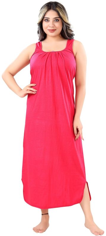 Plain Sleeveless Cotton Nightgown, Color : Multicolor