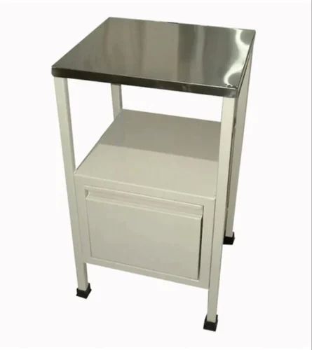 Color Coated Metal Hospital Bedside Table, Shape : Rectangular