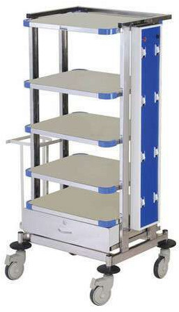 Color Coated Mild Steel Patient Monitor Trolley for Hospital Use