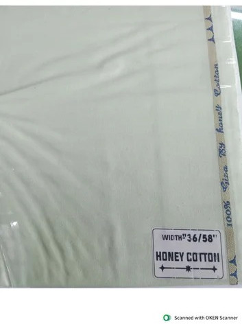 Plain/Solids Honey Cotton Fabric, Color : White