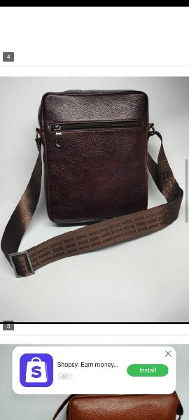Plain Leather Sling Bags , Color : Brown