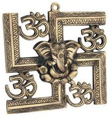 Brass Swastik Ganesha Wall Hanging, Packaging Type : Paper Box