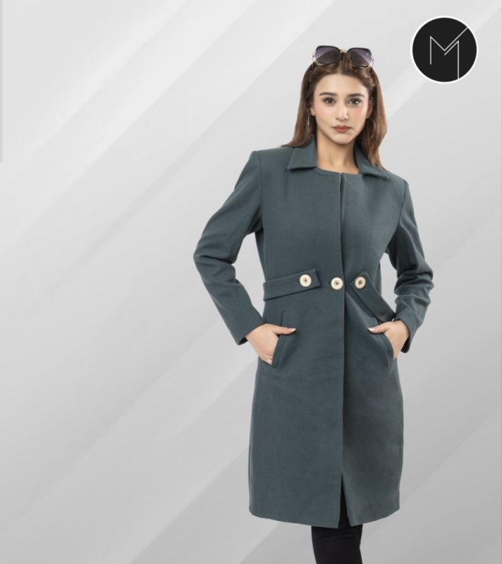 Plain Wool Ladies Long Winter Coat, Fit Type : Comfort Fit