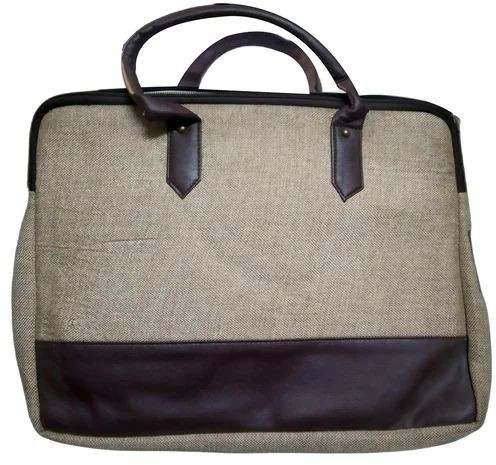 Brown Jute PU Laptop Bag