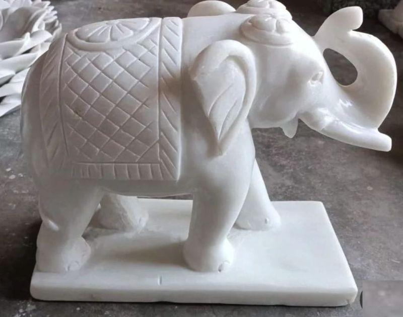 White Marble Elephant Statue