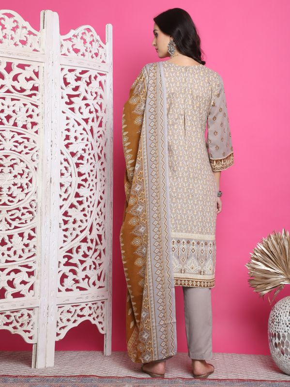 AF5106 Ladies Grey Salwar Kurta Dress Material