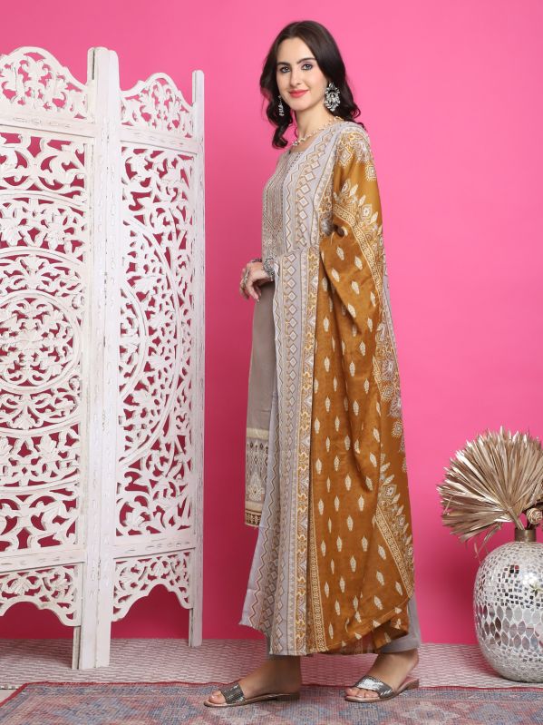 AF5106 Ladies Grey Salwar Kurta Dress Material