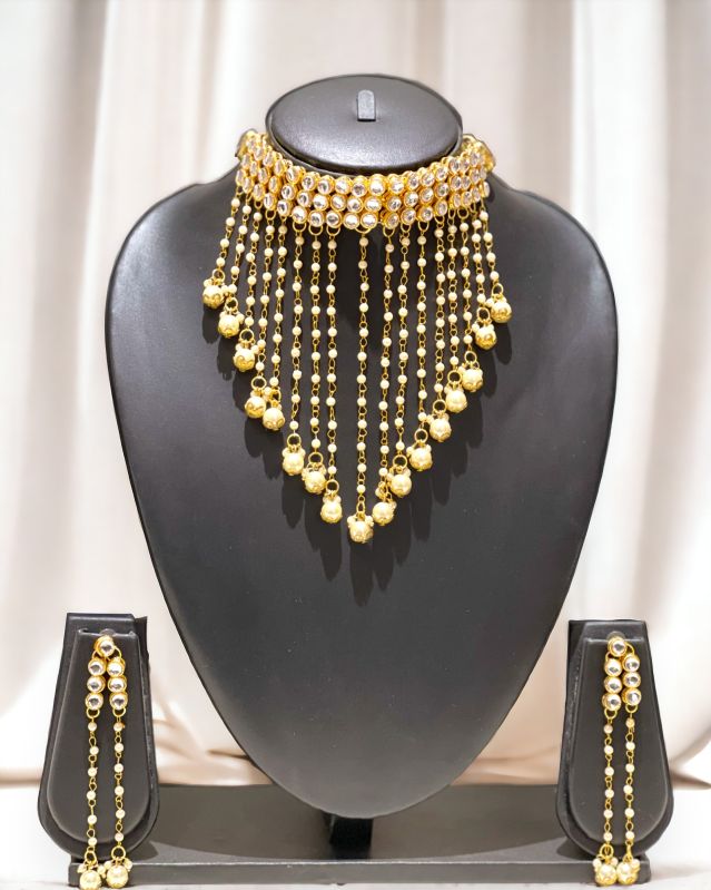 Imitation Gold Hanging Pearl Chains Pearls Necklace Set