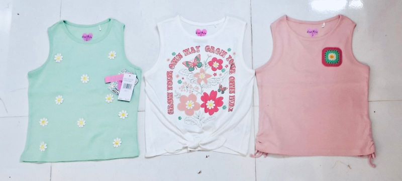 Printed Cotton Girls Sleeveless T-Shirt, Age Group : Kids