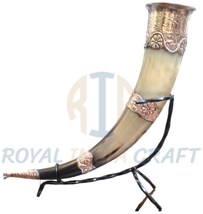 Drinking Horn With Copper Cap & Tip