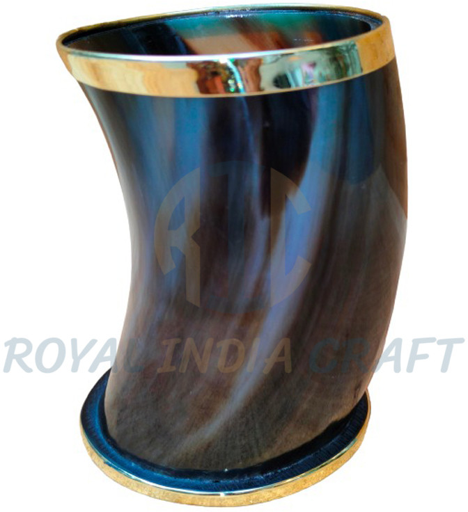 Horn Glass With Brass Rim