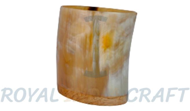 Horn Glass With Wooden Base