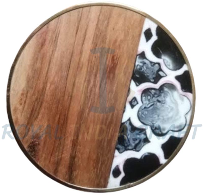 Wood & Resin Round Tea Coasters