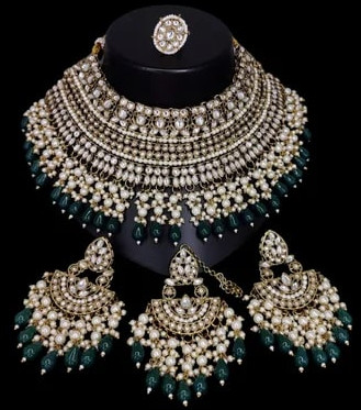 Polished Choker Kundan Necklace Set, Color : Multi Color