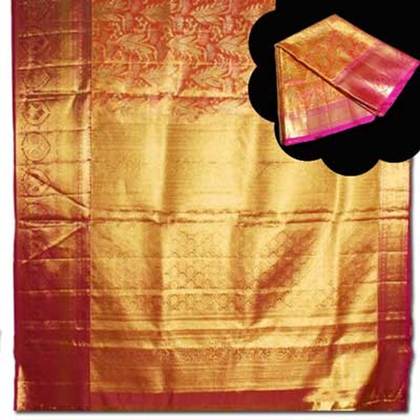 Silk Gold Zari Thread Saree, Technics : Handloom