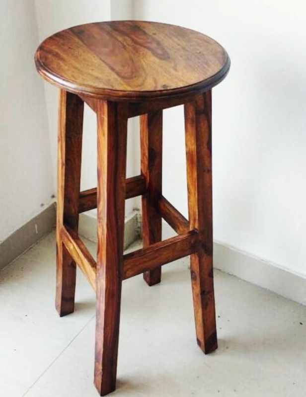 Polished Brown Wooden Side Stool