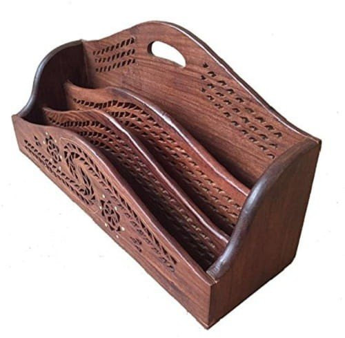 Polished Decorative Wooden Letter Rack, Color : Brown