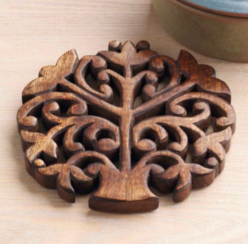 Decorative Wooden Trivet for Kitchen Use