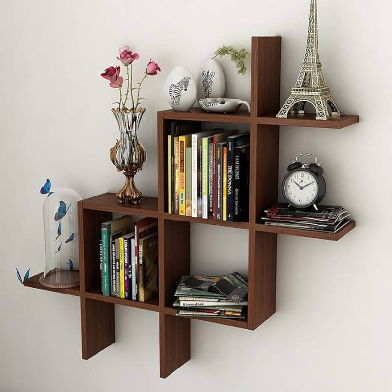 Polished Decorative Wooden Wall Shelf, Color : Brown