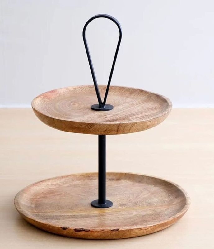 Two Tier Wooden Cake Stand