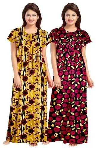 Printed Ladies Jaipuri Cotton Nighty, Sleeve Type : Short Sleeve