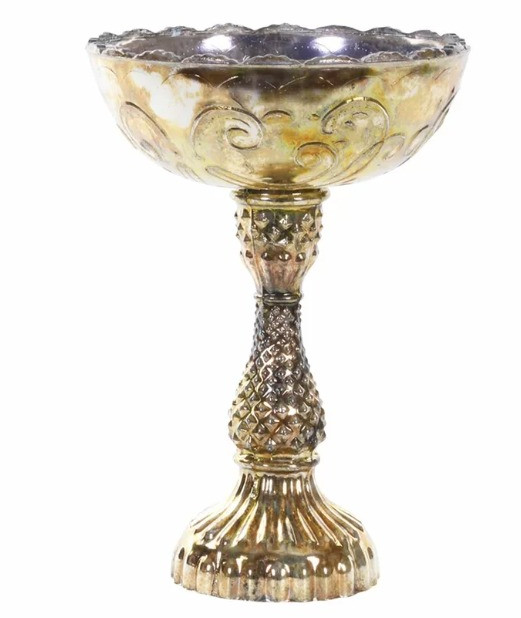 Glass bowl with stand golden for gifting