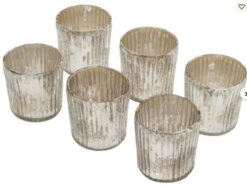 Glass Votive Holder With Mercury Finished