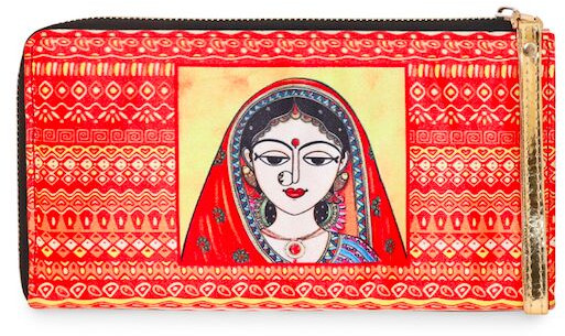 Ghunghat Lady printed Satin Zip wallet, Weight : 160 gm