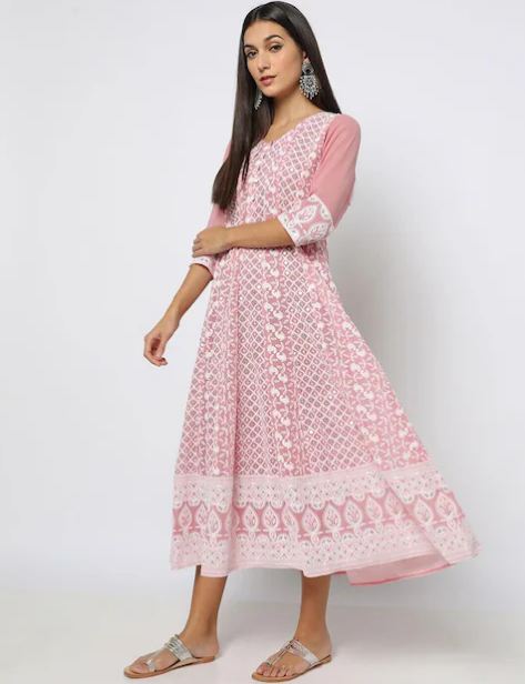 Plain Cotton Ladies Chikankari Dress, Sleeve Type : Full Sleeve, Half Sleeve