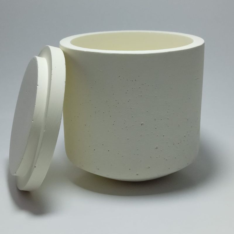 Plain Cylindrical Concrete Candle Jars With Lid / Holders