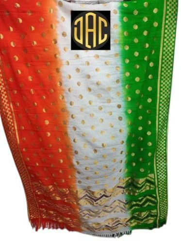 Indian Flag Print Russell Silk Dupatta