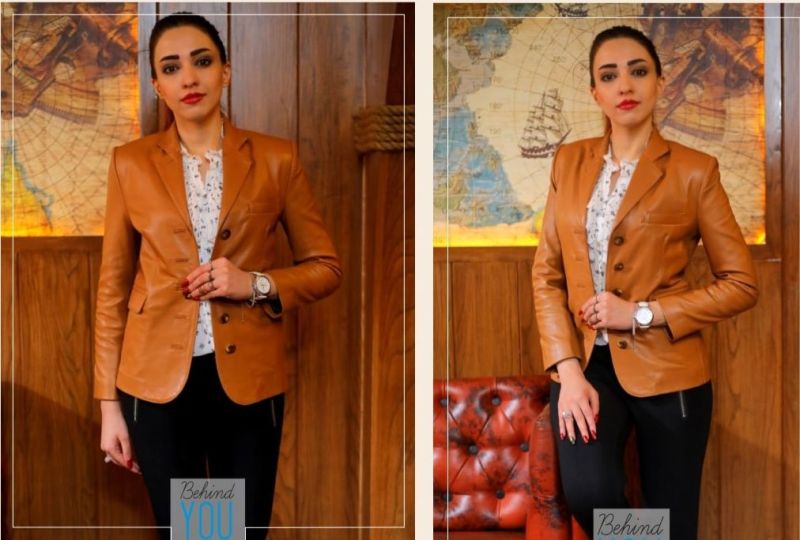 Ladies Brown Leather Jacket