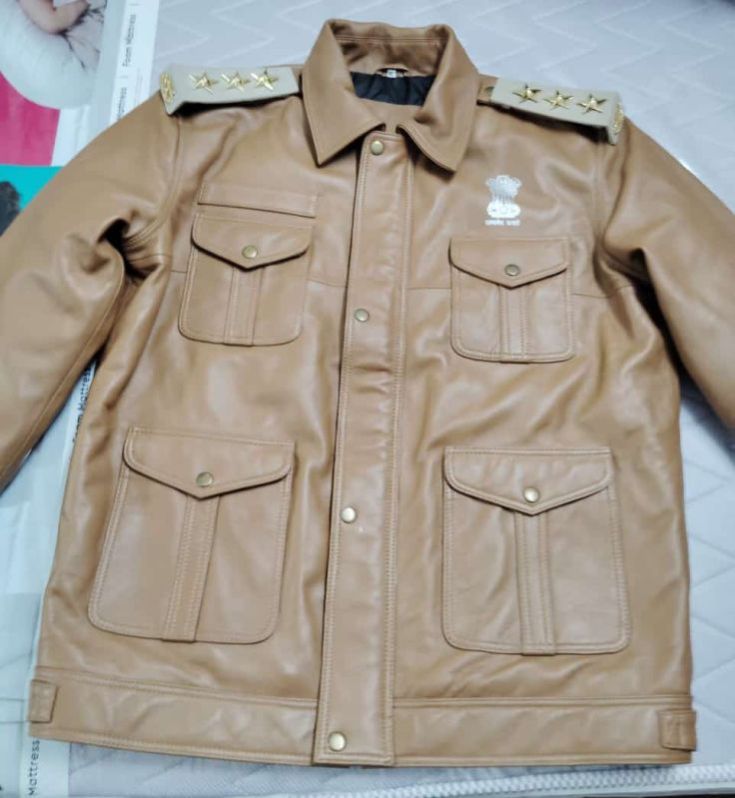 Mens Police Leather Jacket