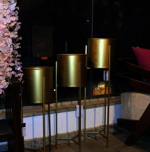 Brass Finish Planter Set Of Three