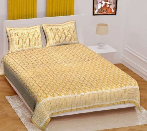 Gold Cotton Double Bed Sheet